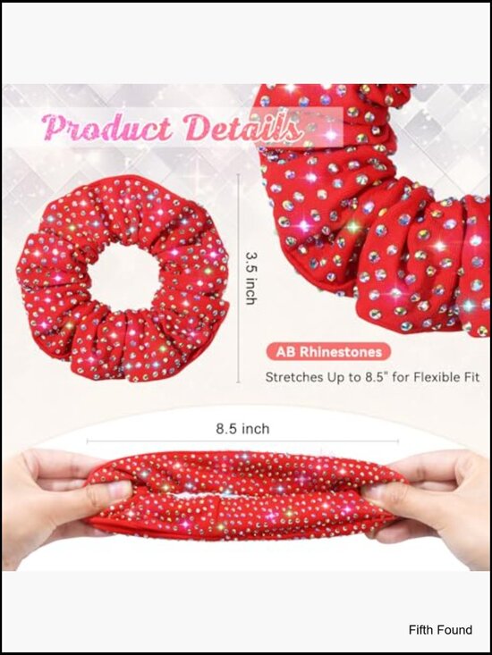 6 Pcs Sparkly Rhinestone Scrunchies Cheerleading Hair Ties main image 6